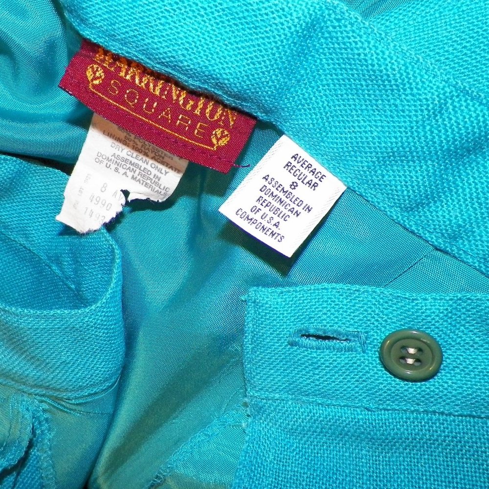 VTG Harrington Square 2PC Blue Skirt Jacket Suit - Picture 5 of 9
